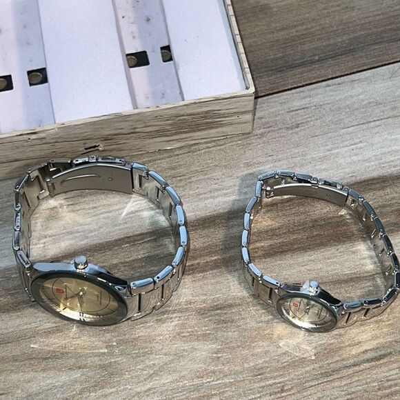 Luis Cardini watch set matching ladies and men’s quartz  tested has new batterie - Picture 6 of 10